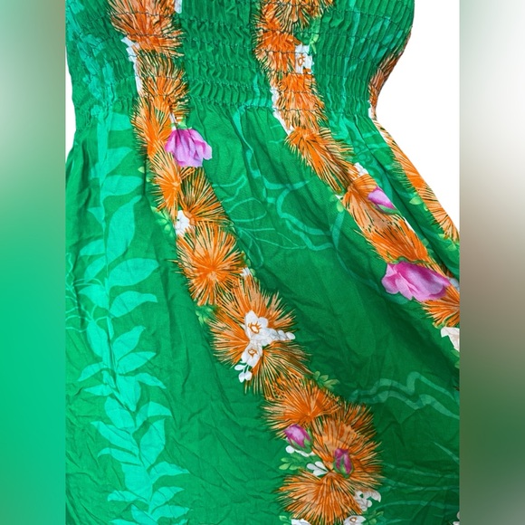 Hilo Hattie Y2K Green Orange Pink Tropical Hawaiian Coastal Floral Maxi Dress - Picture 2 of 7